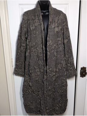 Crea Concept Wool Deconstructed Patchwork Long Cardigan Coatigan Duster